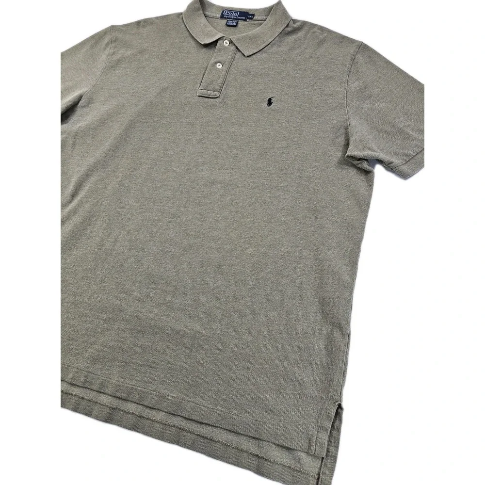 Vintage Y2K Polo Ralph Lauren Blue Pony Men's XXLarge Green Brown Ribbed Shirt‎